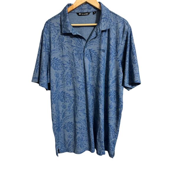 Travis Mathew Blue Tropical Leaves  Golf Polo XXLarge - Picture 1 of 5